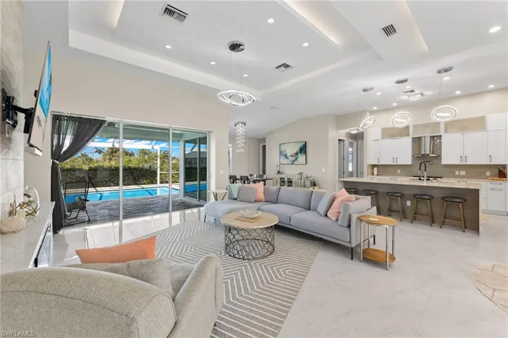 Great Room with view of Lanai and Pool