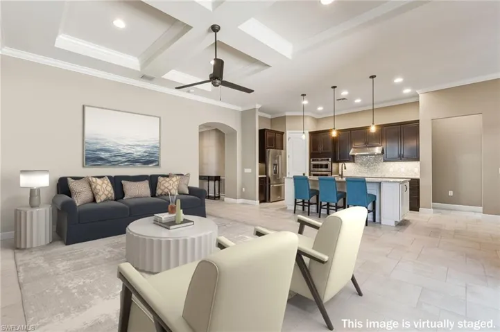 Living room virtually staged for a reimagined look