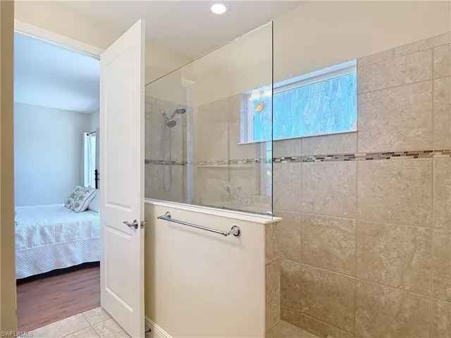 Large walk in tiled shower
