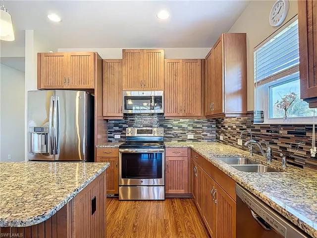 All stainless steel appliances.  This home has an electric stove.