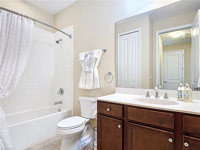 Guest bathroom right out the doors of the guest bedrooms