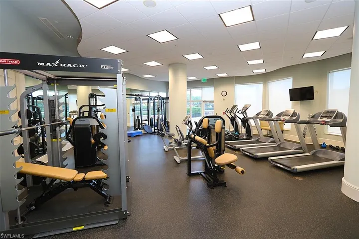 Gym featuring a paneled ceiling