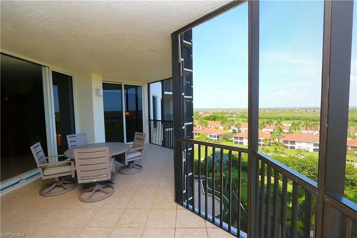 Balcony featuring outdoor dining area and a residential view
