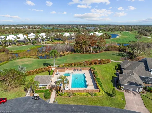 Aerial view of Lost Creek Village community pool