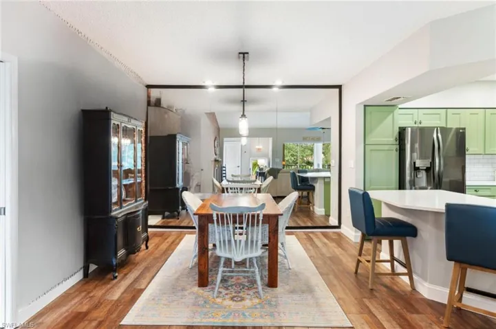 Dining area with room for larger table