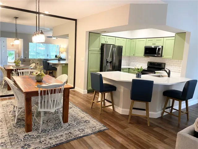 KIitchen open to dining area