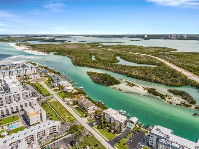 Aerial showing Big Hickory Pass and Lovers Key to the north.