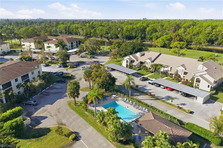 Bird's eye view of a pool area