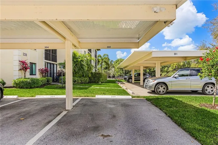 View of covered parking lot