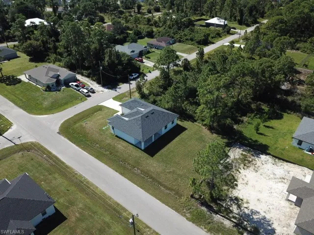 Aerial perspective of suburban area