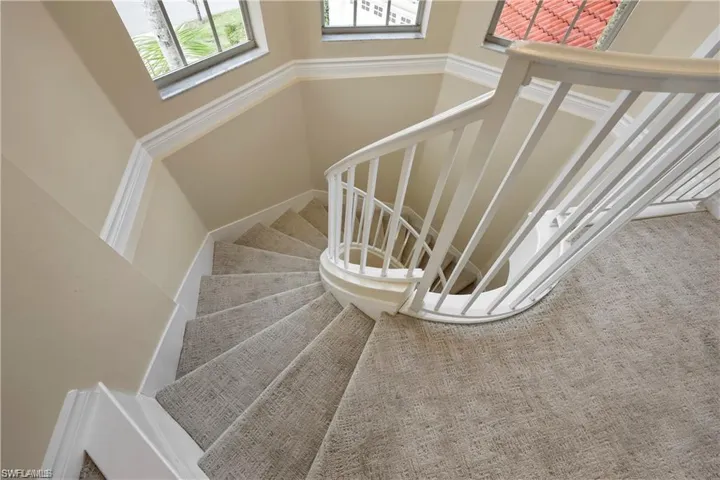 Stairway with carpet floors
