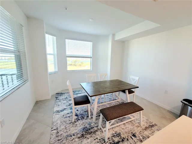 View of tiled dining room