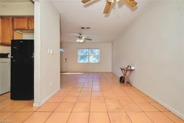 view from dining area to living room