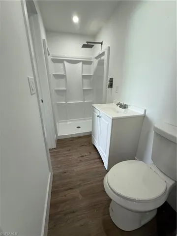 Completely refinished, new vanity, toilet, shower and fixtures.