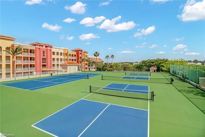 View of tennis court and pickleball courts