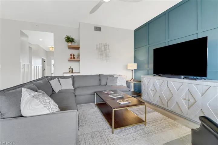 Living area featuring light wood-style floors