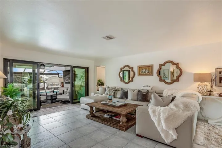 View of tiled living room