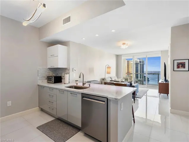 Unit 1206 kitchen and living room