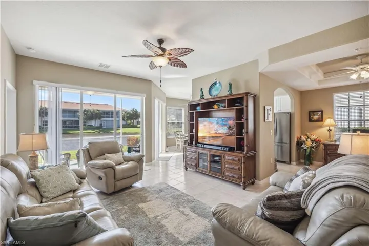 Living room with gorgeous lake view.