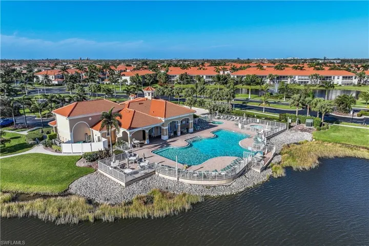 Aerial view of community center and amenities