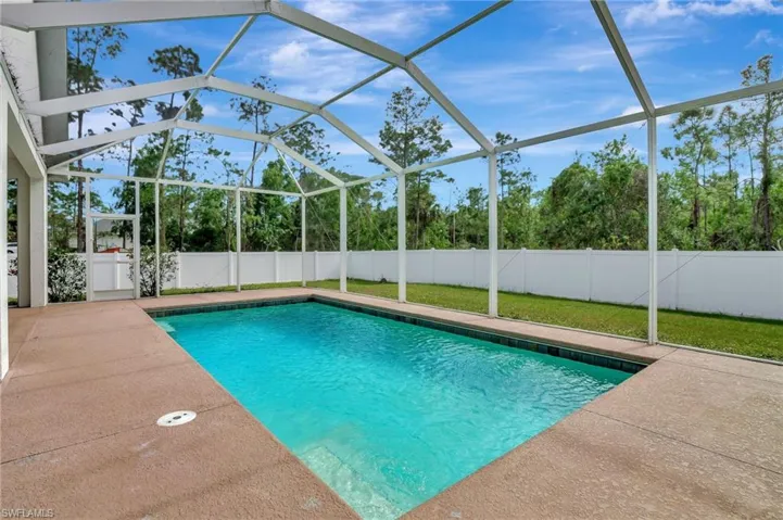 Heated Pool and area that is fenced. Property goes far beyond the fence