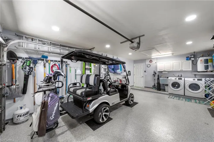 1.5 car garage with epoxy floor coating