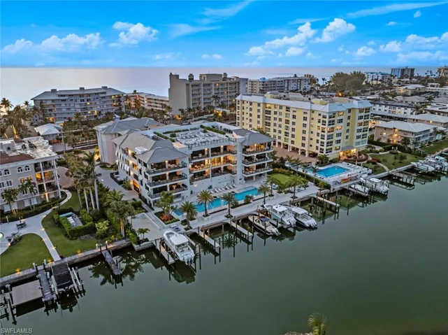 View of urban area with a nearby body of water