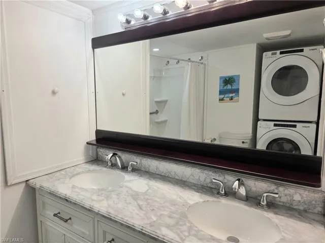 Double sinks in the Bathroom.