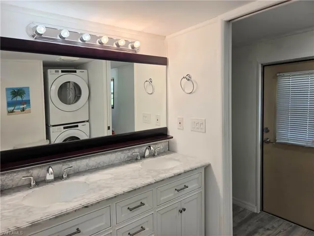There is a pocket door in the Bathroom. All doorways are handicap accessible.
