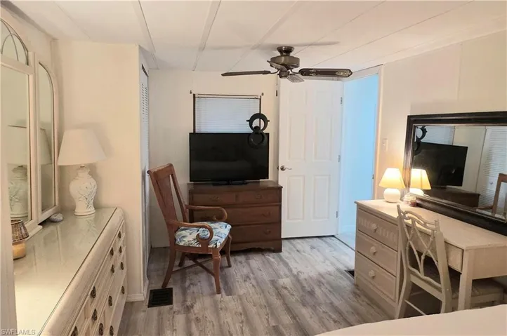 Ceiling fan and 2 closets in the spacious Bedroom.