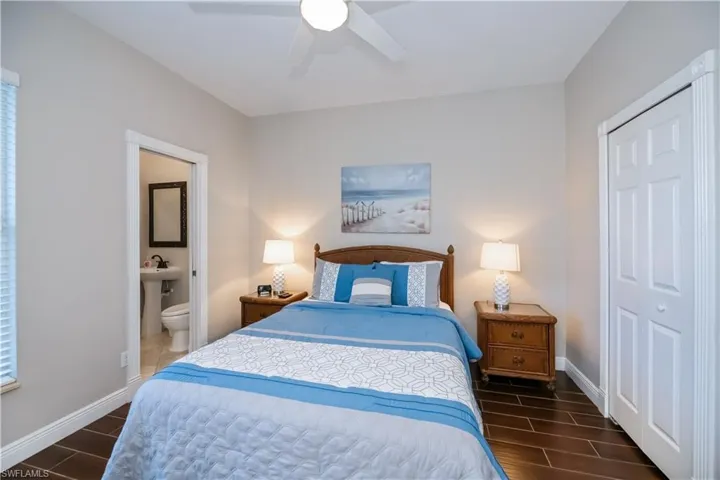Rear Guest Room with access to half bath/pool bath
