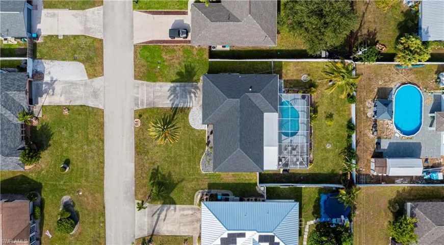 Drone / aerial view of a pool