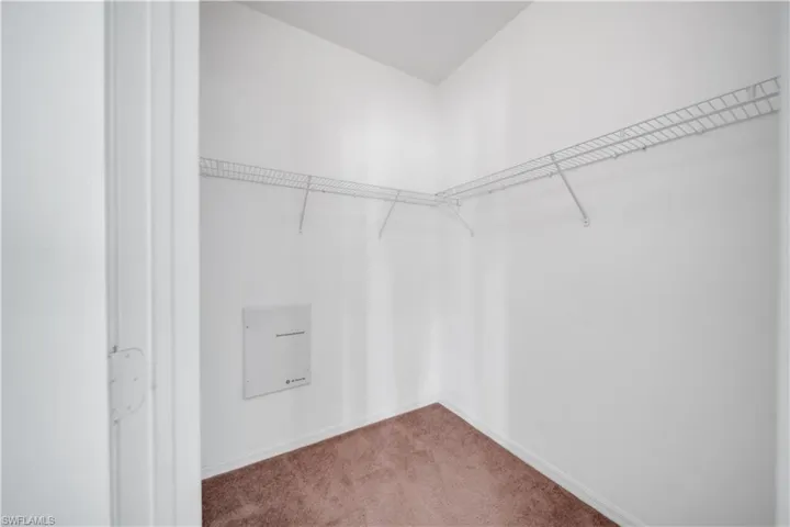 Spacious closet with carpet flooring