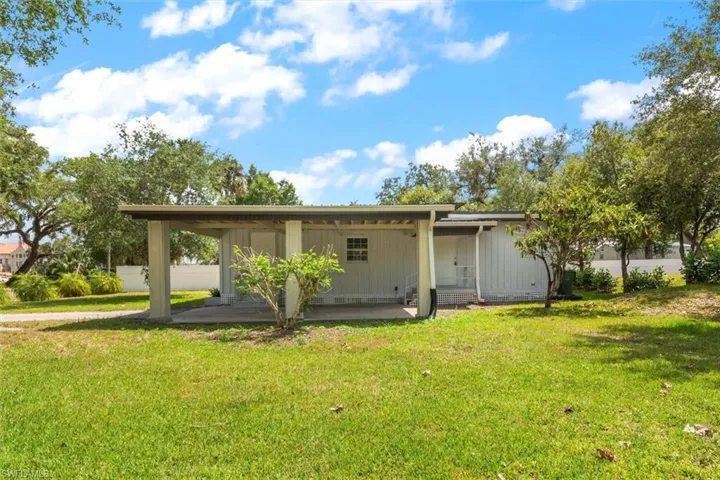 N side of structure and side yard