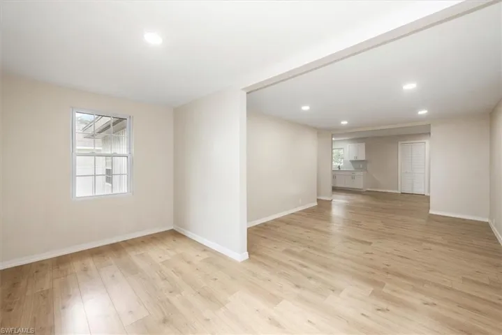 Dining area with view of family room.