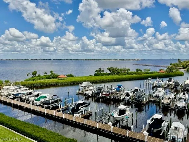view of the marina and river from your lanai