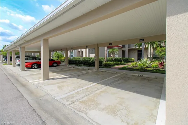 View of covered parking lot