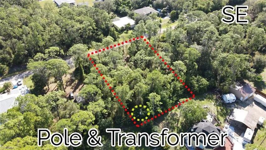 Aerial view of property's location with property parcel outlined
