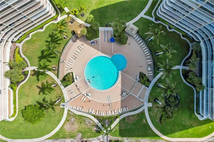 Aerial view of pool area