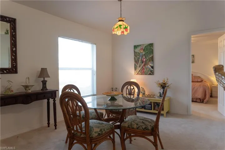 View of carpeted dining area