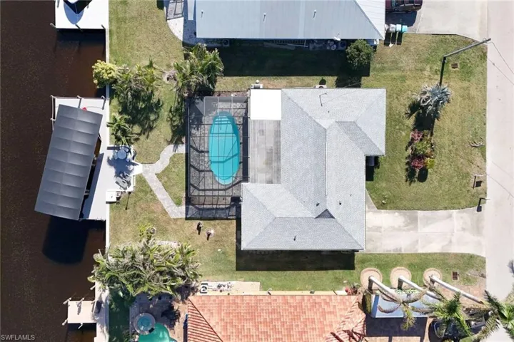 Aerial view of a pool