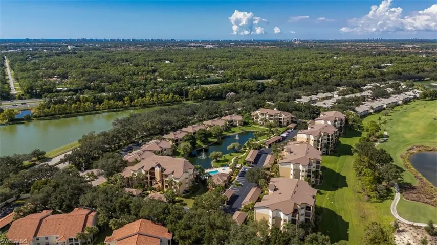 Aerial overview of property's location featuring a nearby body of water