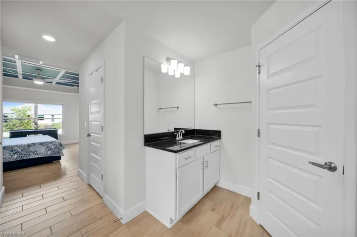 Master bath with dual vanities.