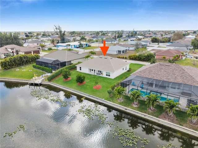 Canal and the back of the house from Aerial perspective