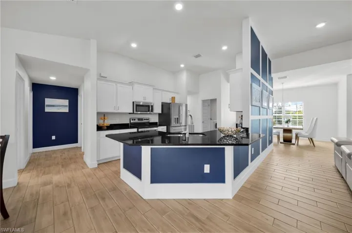 Room for several stools at the breakfast bar.