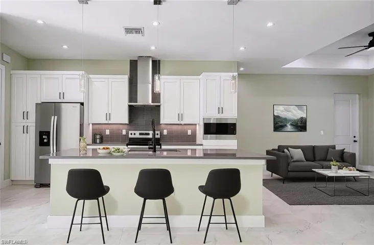 Virtually Staged Kitchen and second Living Area