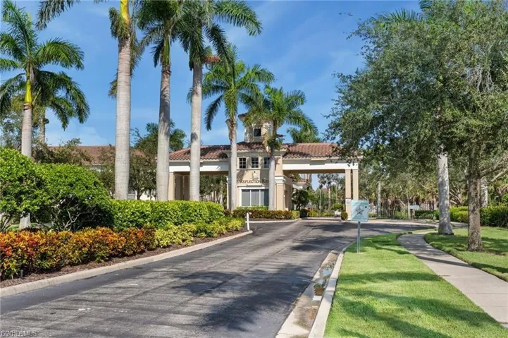 Gated Entry with plenty of 'wait line' space.