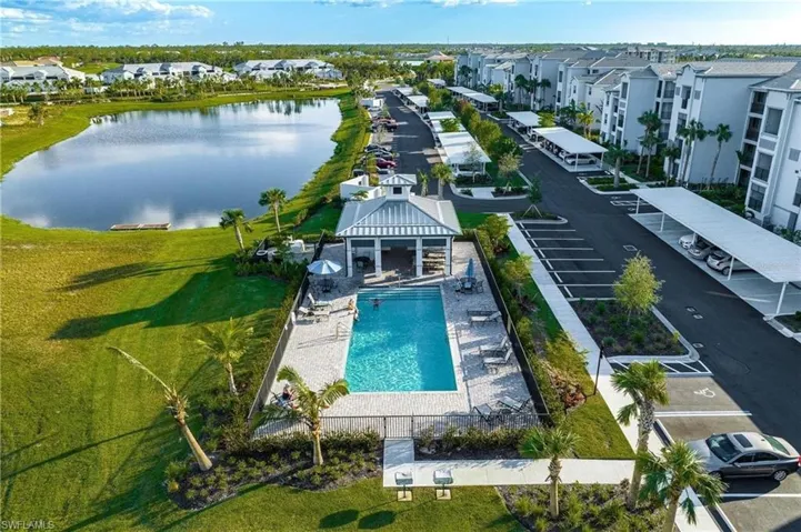 Pool in front of building