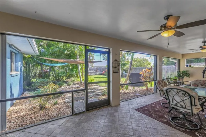 Dining room featuring a ceiling fan