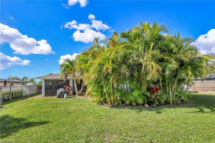 View of fenced backyard